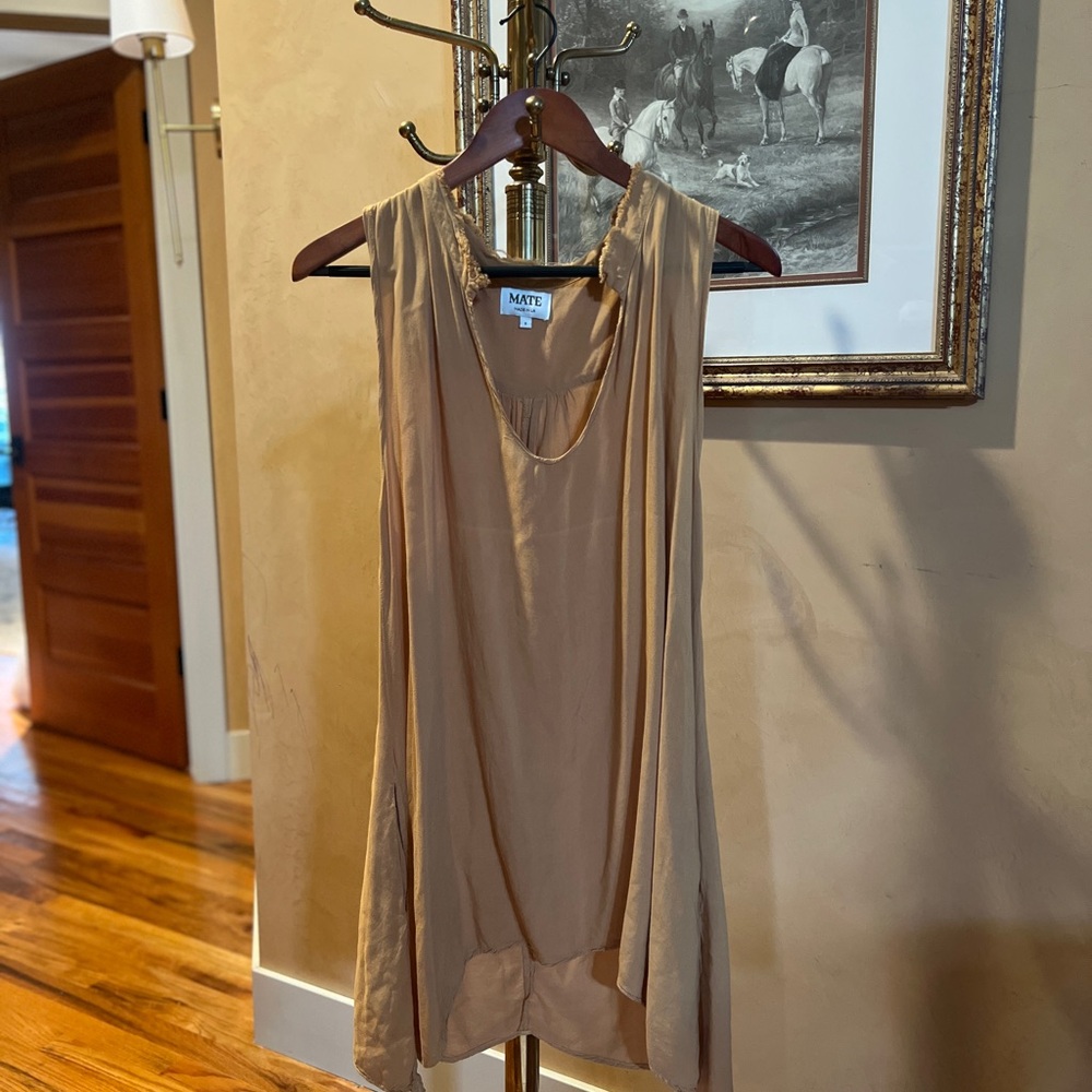 MATE Neutral Tan/Mustard Sleeveless Tunic Dress
